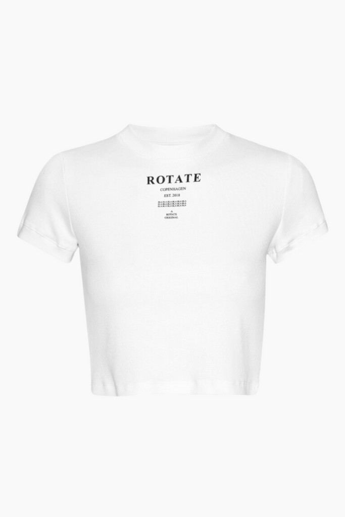 Ribbed Cropped T-shirt - Bright White - ROTATE