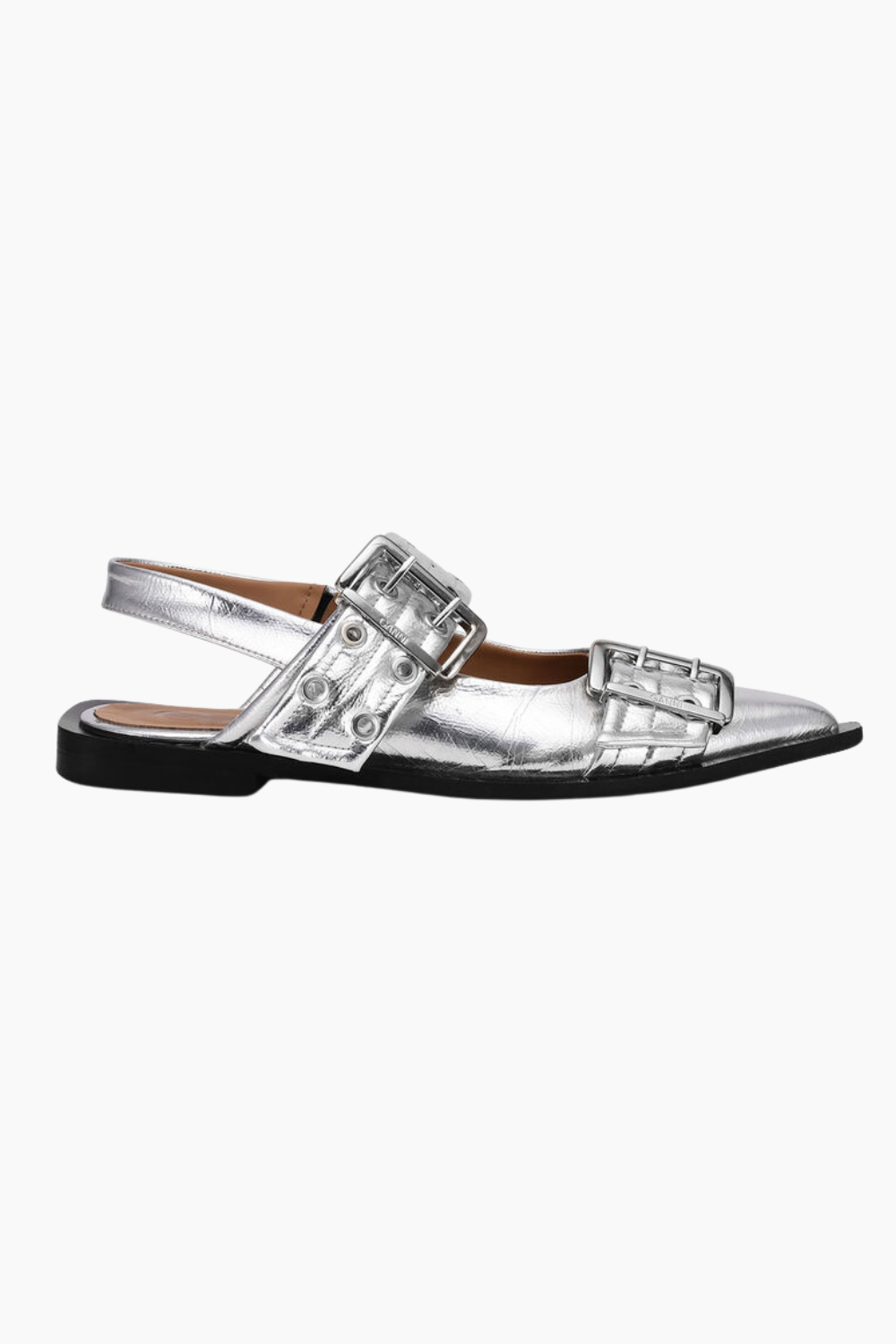 Feminine Buckle Ballerina Metallic S2725 - Silver - GANNI