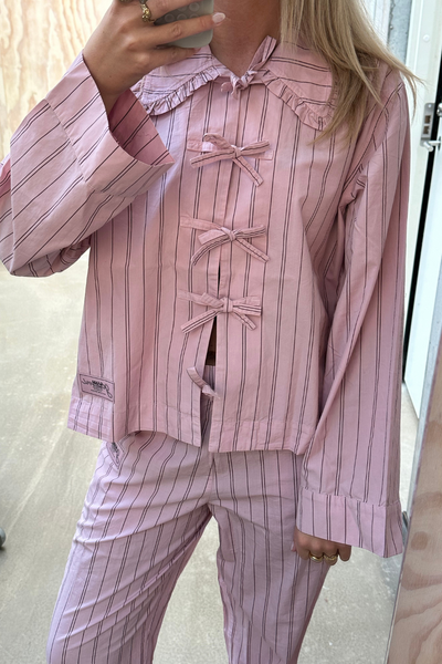 Stripe Cotton Pyjamas Shirt W0326 - Lilac Sachet - GANNI