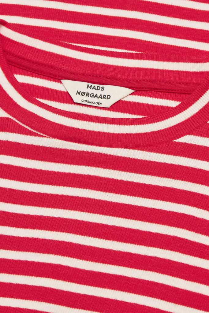 2x2 Cotton Stripe Tuba Tee LS - High Risk Red/White Alyssum - Mads Nørgaard