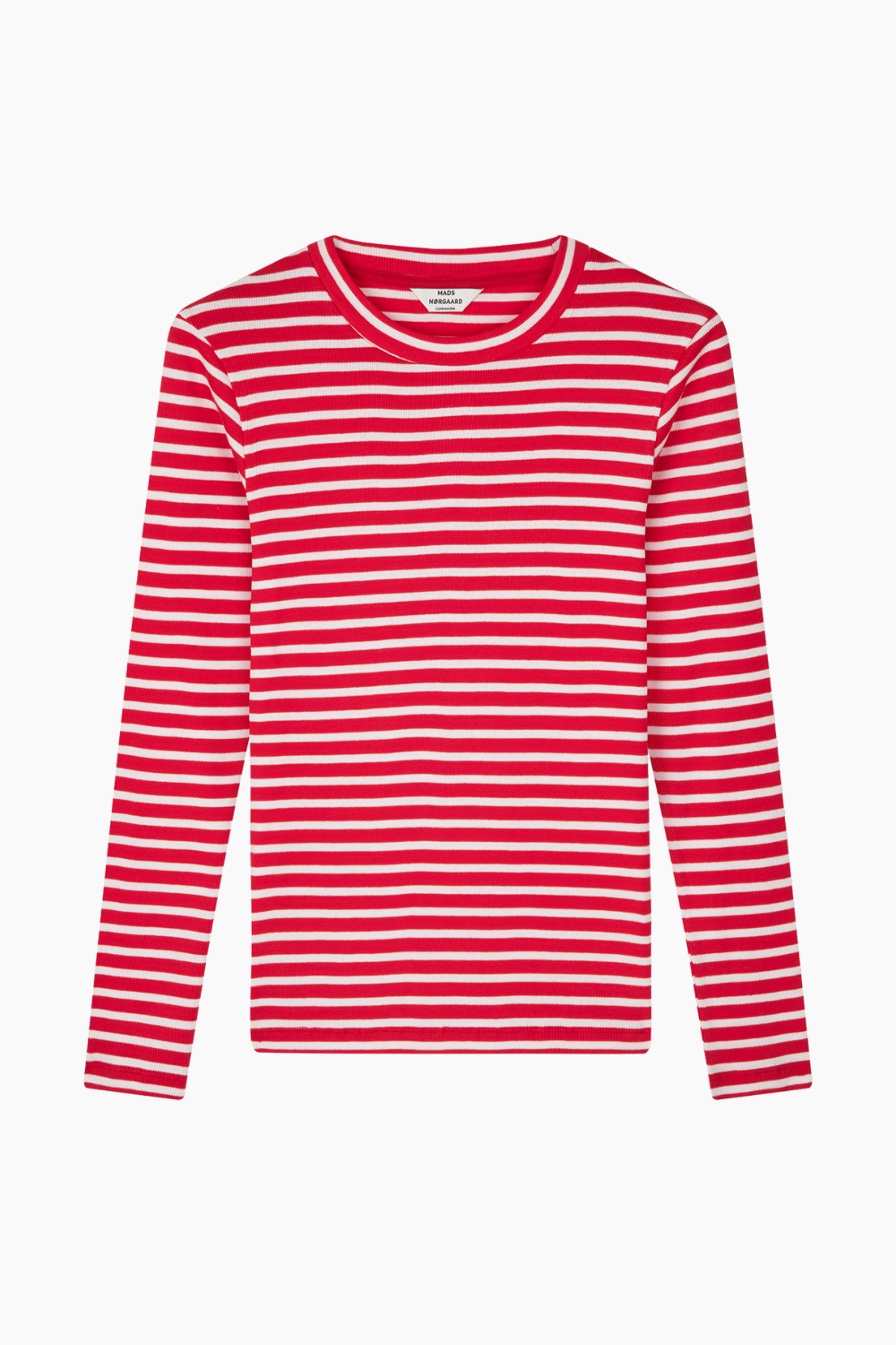 2x2 Cotton Stripe Tuba Tee LS - High Risk Red/White Alyssum - Mads Nørgaard