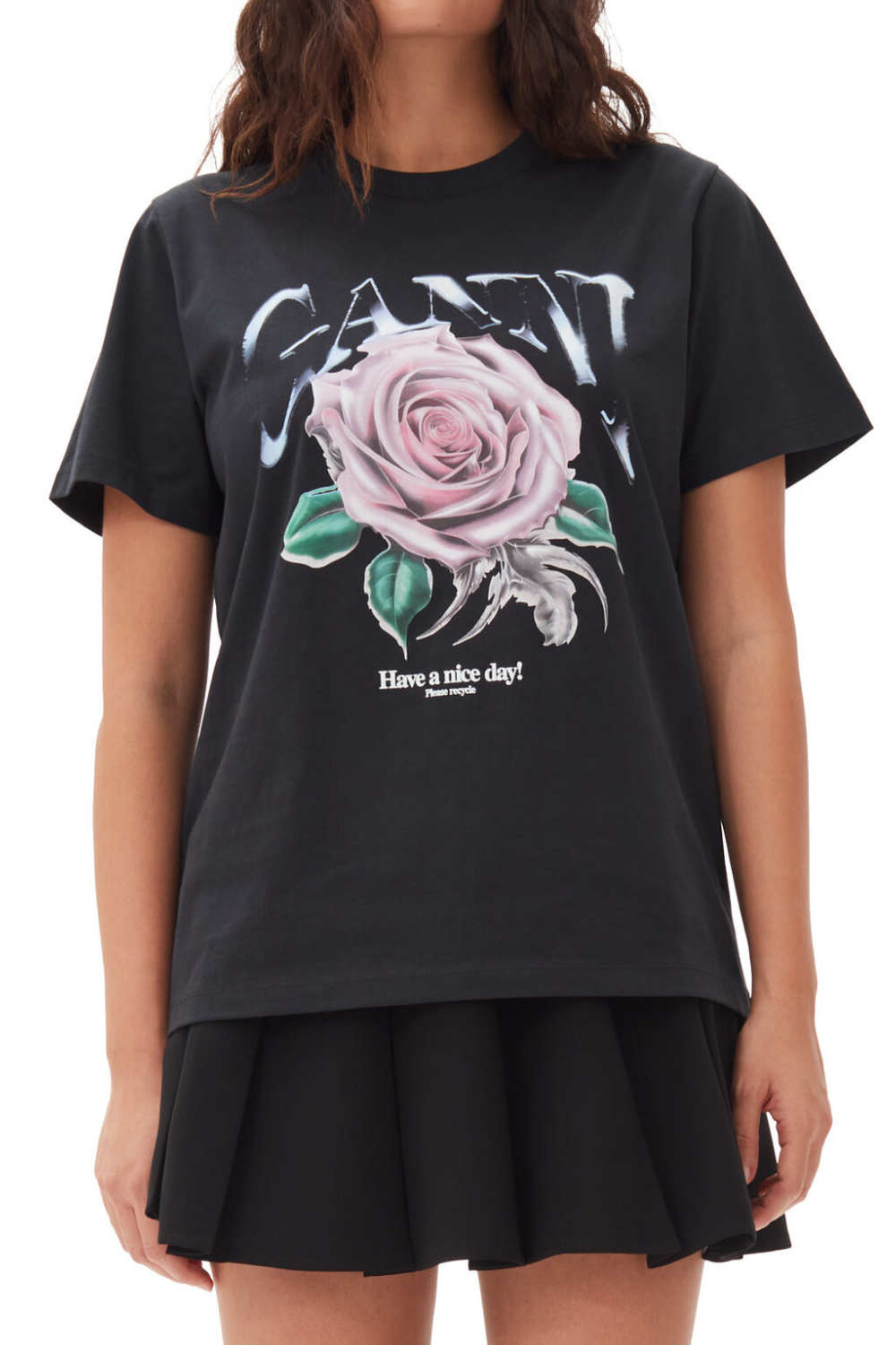 Basic Jersey Rose Relaxed T-Shirt T4002 - Phantom - GANNI