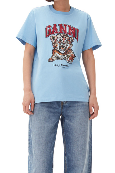 Basic Jersey Tiger Relaxed T-Shirt T4007 - Blissful Blue - GANNI