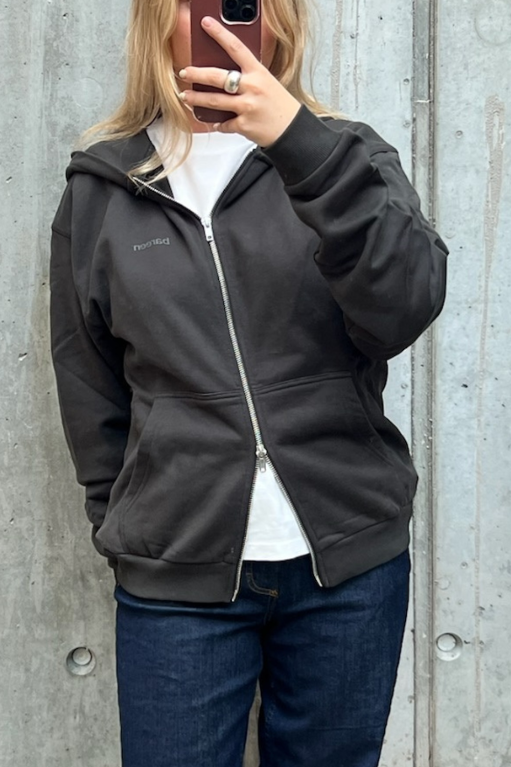 Boba Oversized Zip Hoodie - Pirate Black - bareen