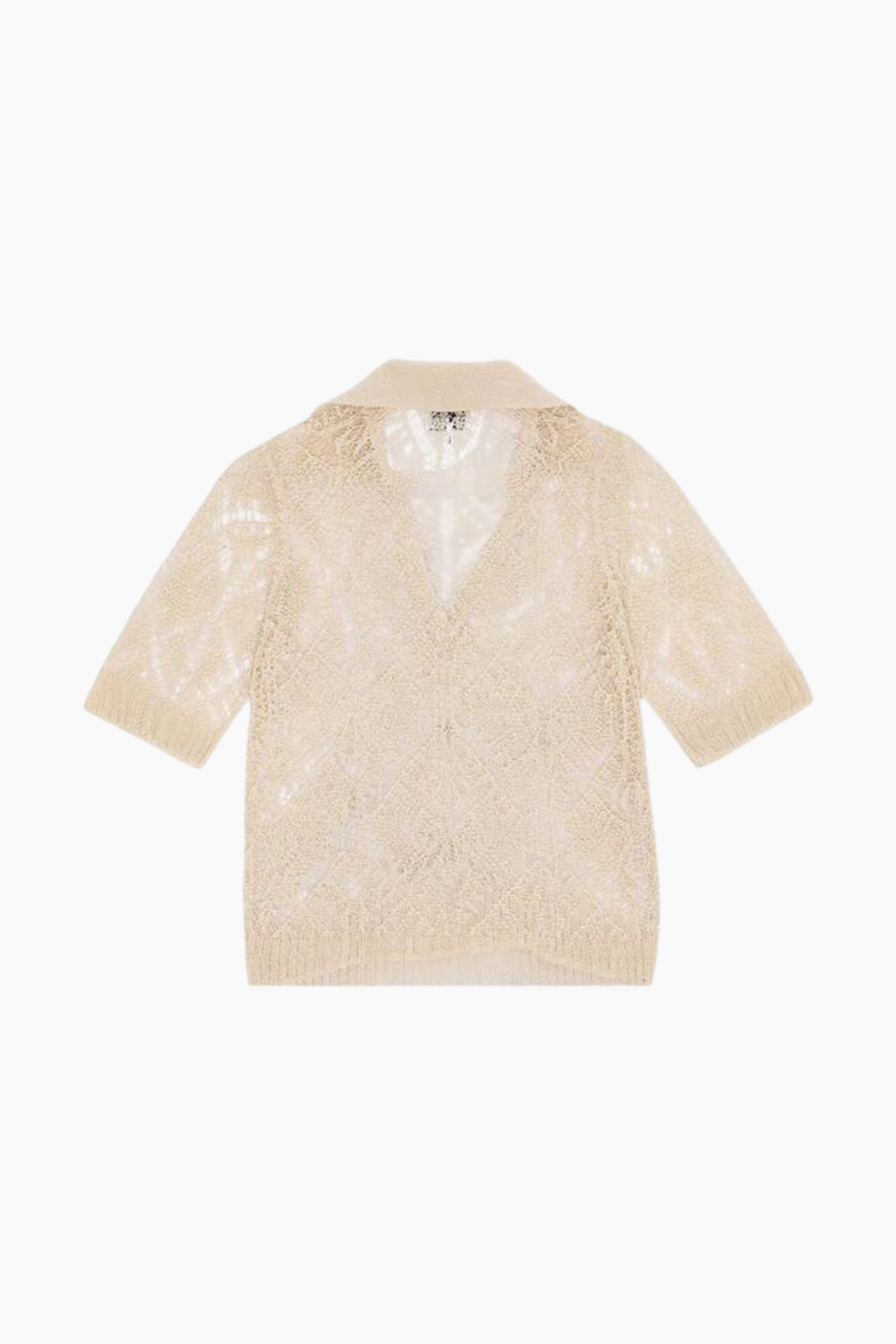 Cotton Lace Polo Sweater K2200 - Egret - GANNI