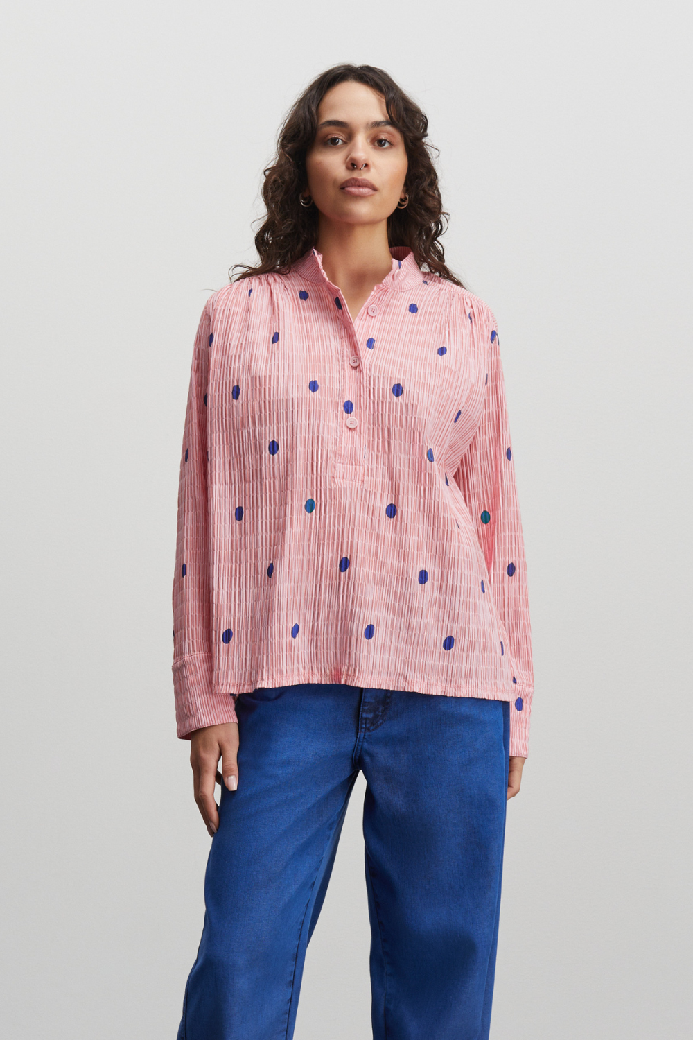 Crinckle Pop Bara Shirt AOP - Dot AOP/Candy Pink - Mads Nørgaard