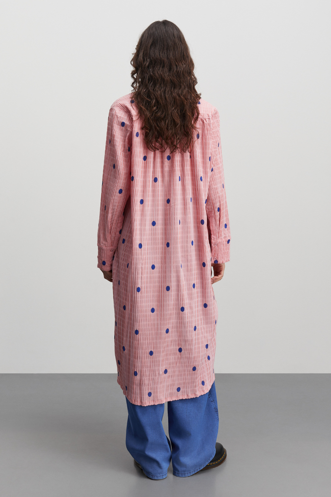 Crinckle Pop Eva Dress AOP - Dot AOP/Candy Pink - Mads Nørgaard