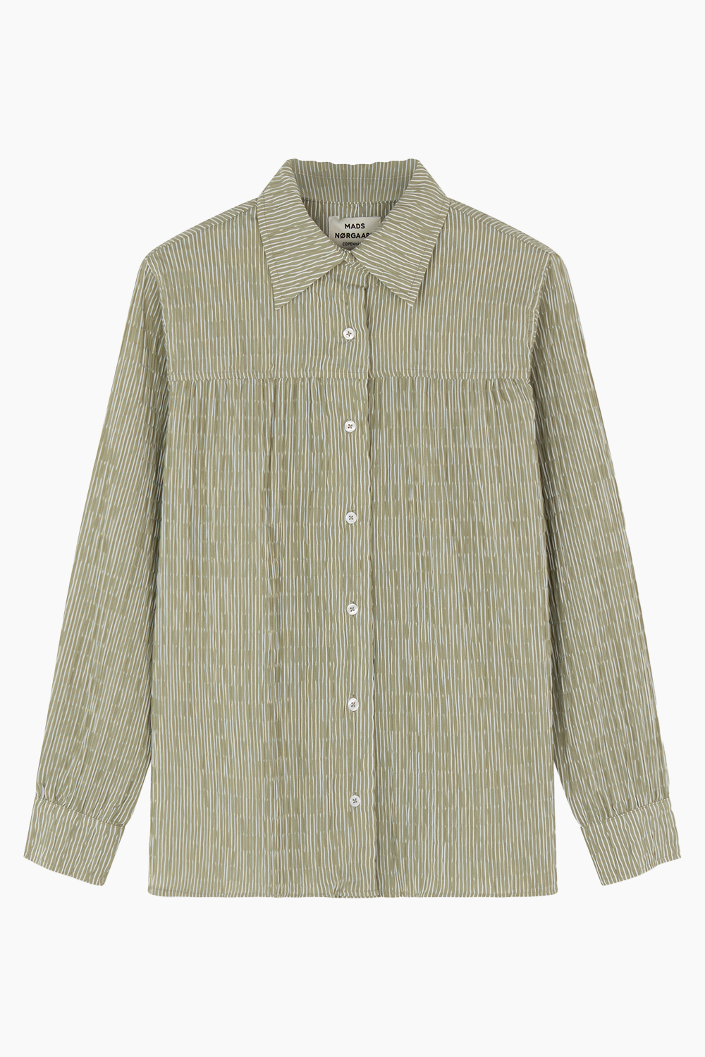 Crinckle Pop Vinny Shirt - Olive Branch/Cloud Dancer - Mads Nørgaard