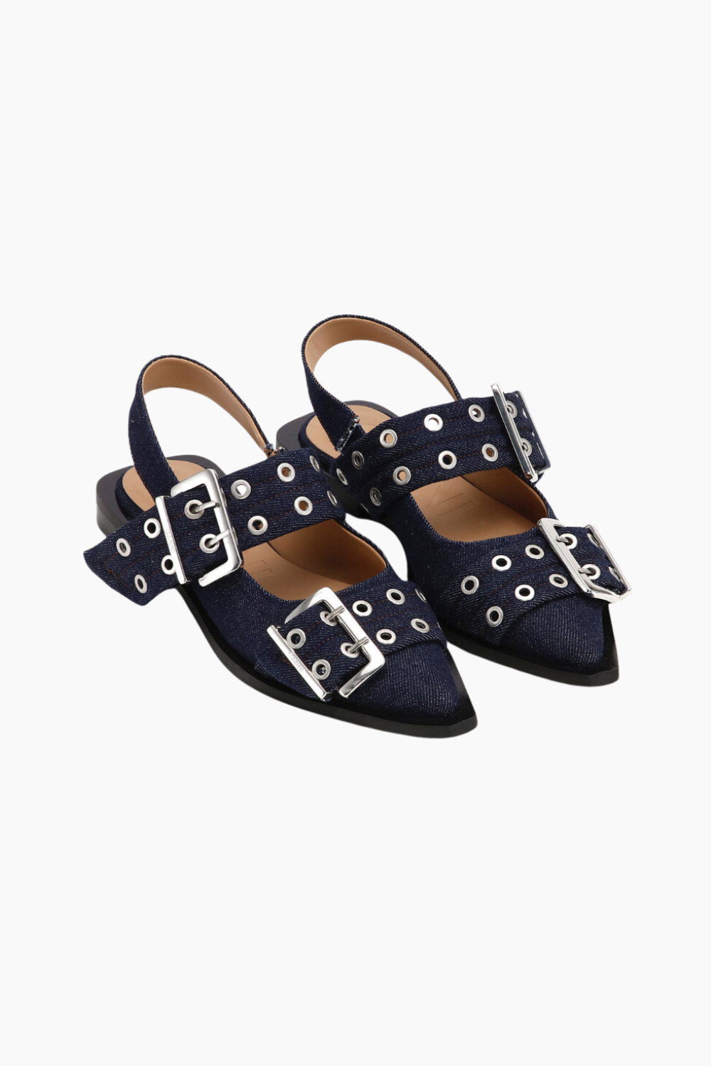 Feminine Buckle Ballerina Denim S2797 - Dark Navy - Ganni