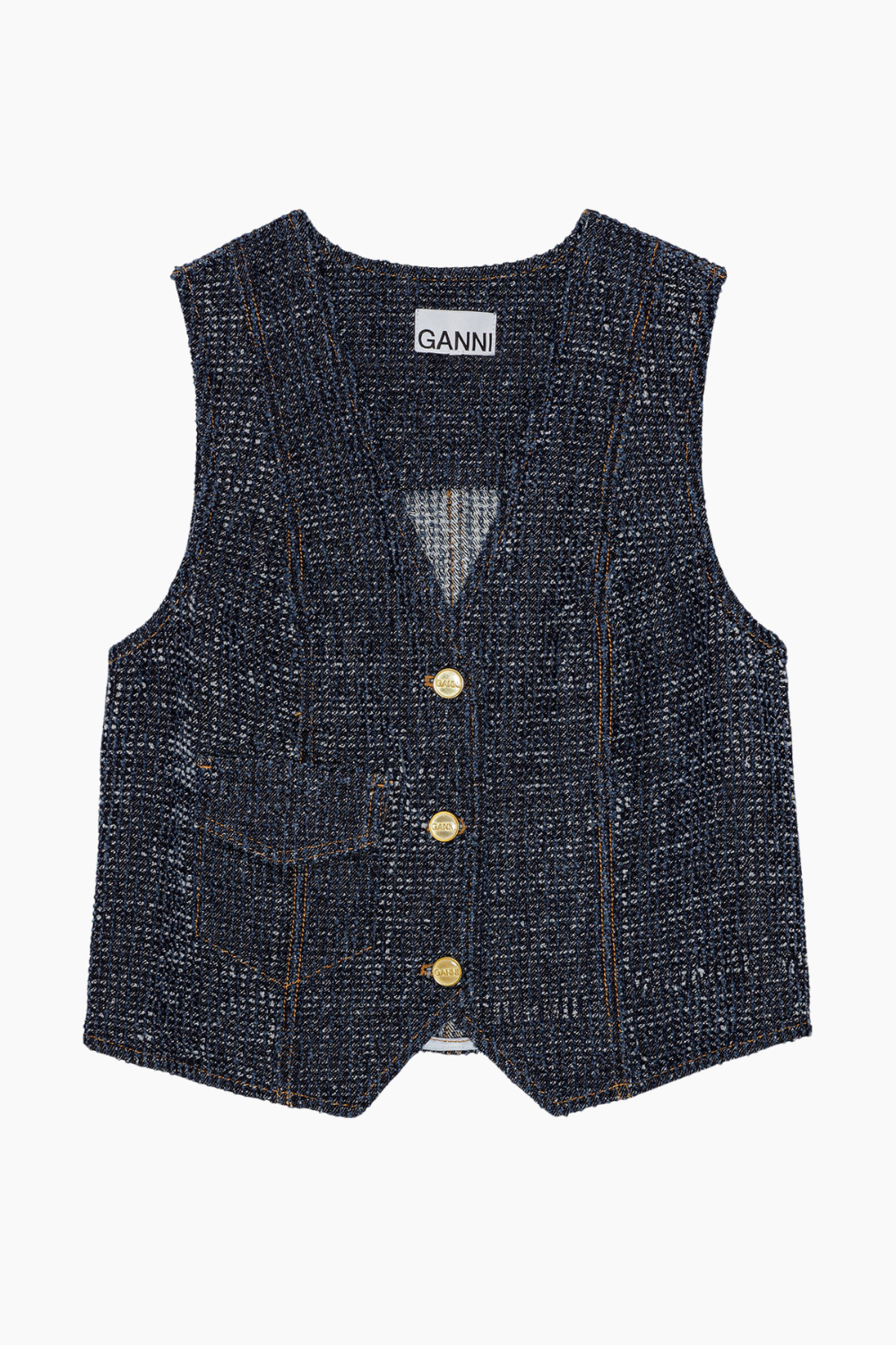 Fluffy Denim Waistcoat J1544 - Rinse - GANNI