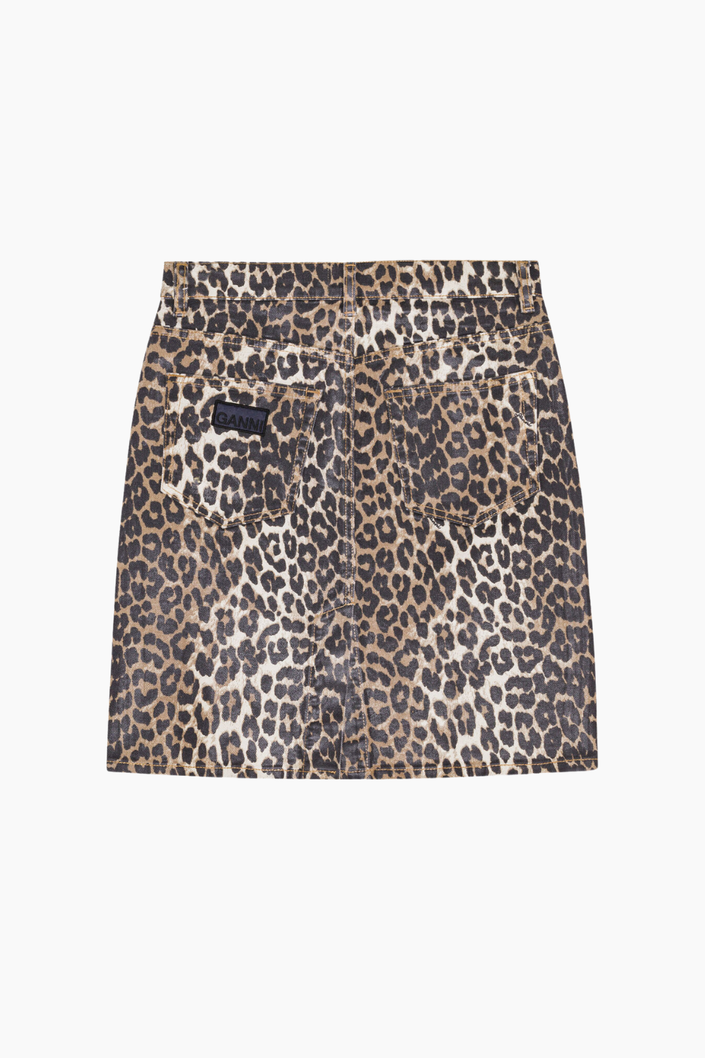 Foil Print Denim Skirt J1607 - Leopard - GANNI