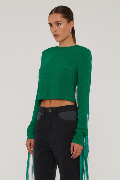 Fringe Long Sleeve Top - Bosphorus - ROTATE