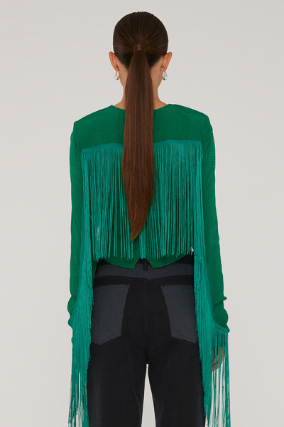 Fringe Long Sleeve Top - Bosphorus - ROTATE