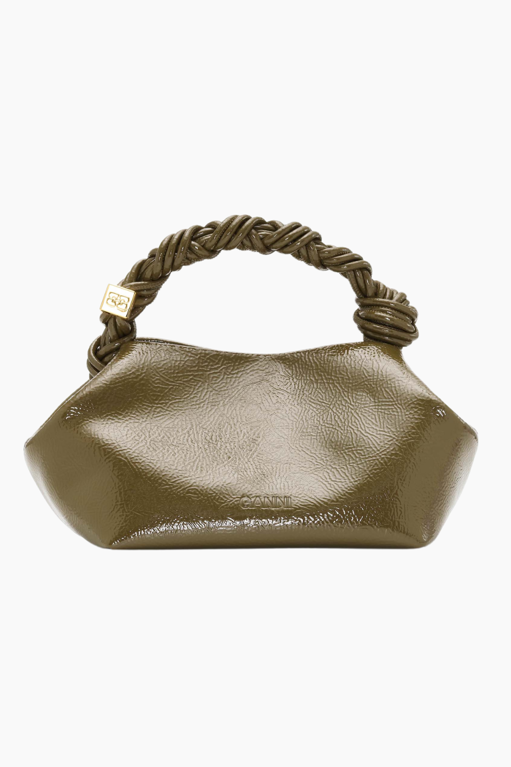 Ganni Bou Bag Small Patent A6337 - Military Olive - GANNI