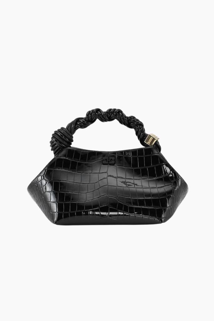 Ganni Bou Bag Small Patent Croco A6083 - Black - GANNI