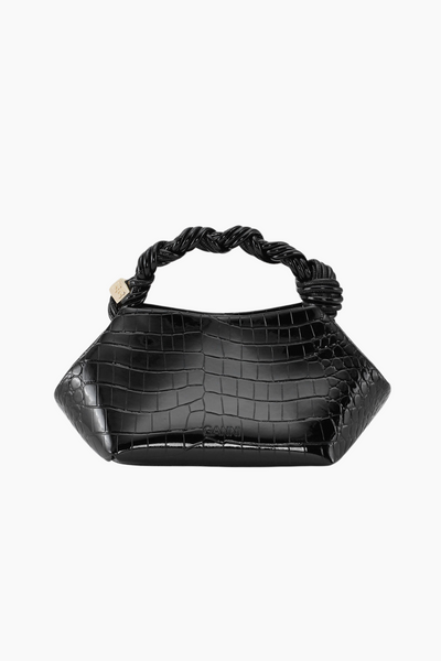 Ganni Bou Bag Small Patent Croco A6083 - Black - GANNI