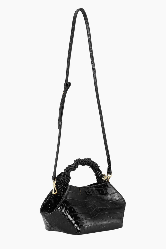 Ganni Bou Bag Small Patent Croco A6083 - Black - GANNI