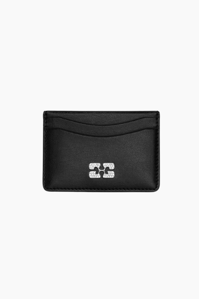 Ganni Bou Card Holder Strass A6392 - Black - GANNI