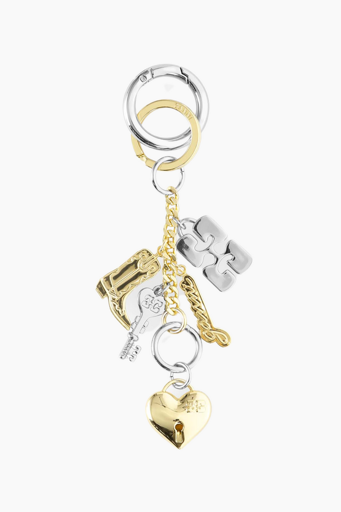 Ganni Bou Charms Keyring Silver and Gold A6616 - Mixed Colours - GANNI