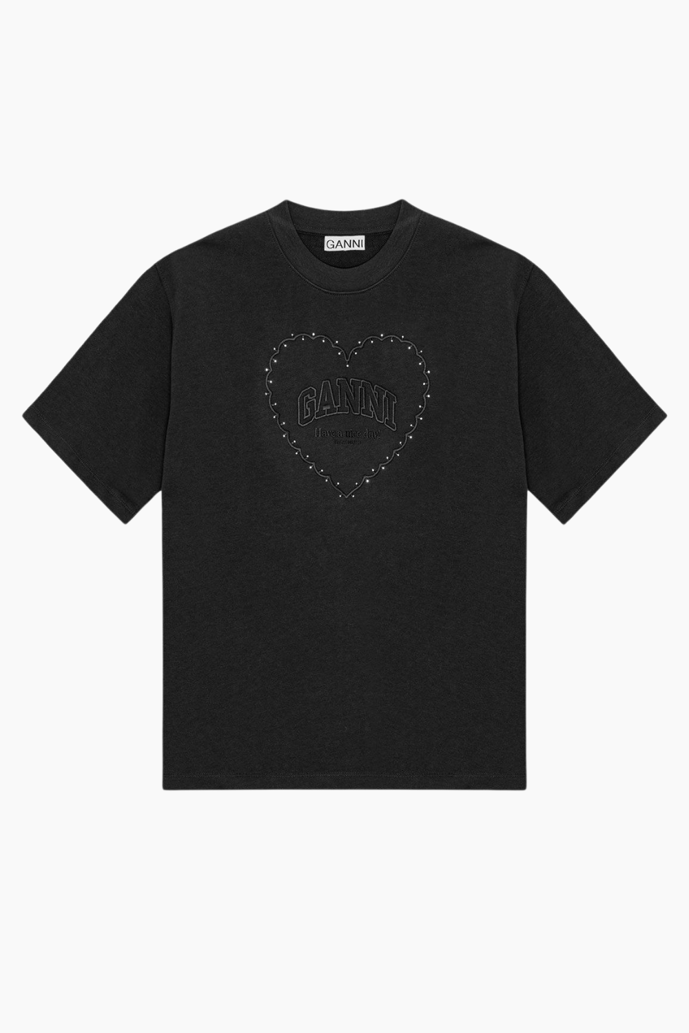 Heavy Cotton Drop Shoulder Heart T-Shirt T4057 - Phantom- GANNI