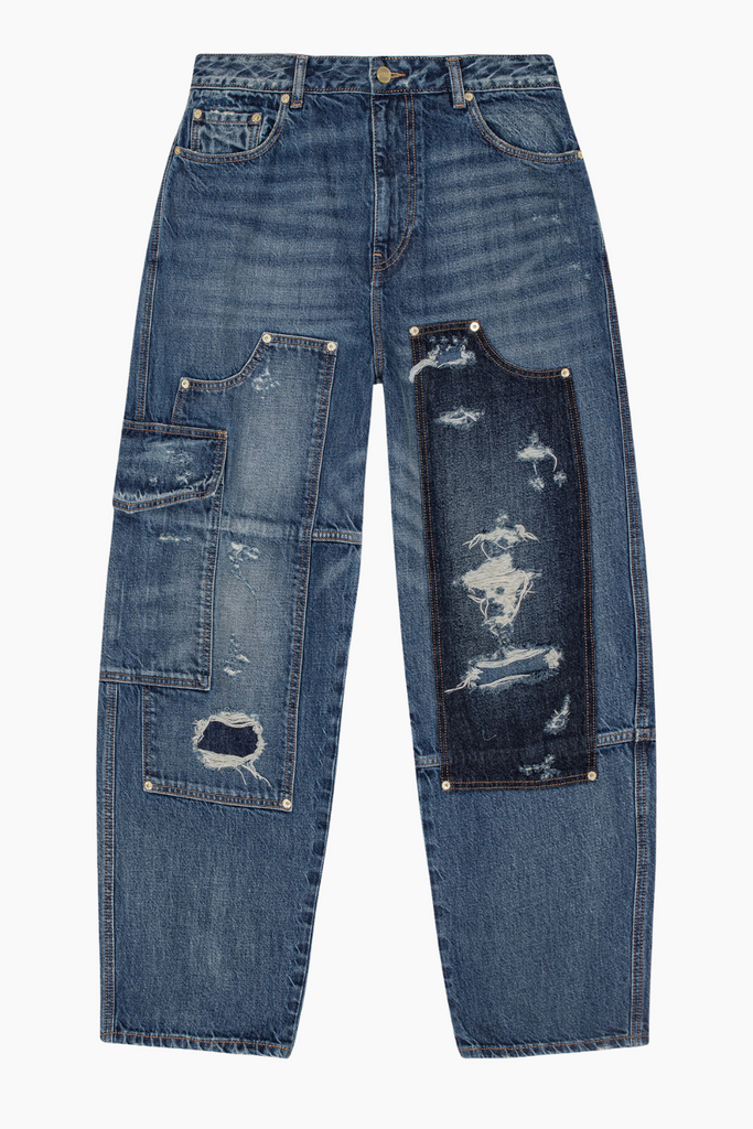 Heavy Washed Denim Jeans J1560 - Mid Blue Vintage - GANNI