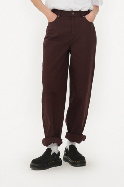 Heavy Woven Wide Pants - Chocolate Plum (Brown) - Rotate