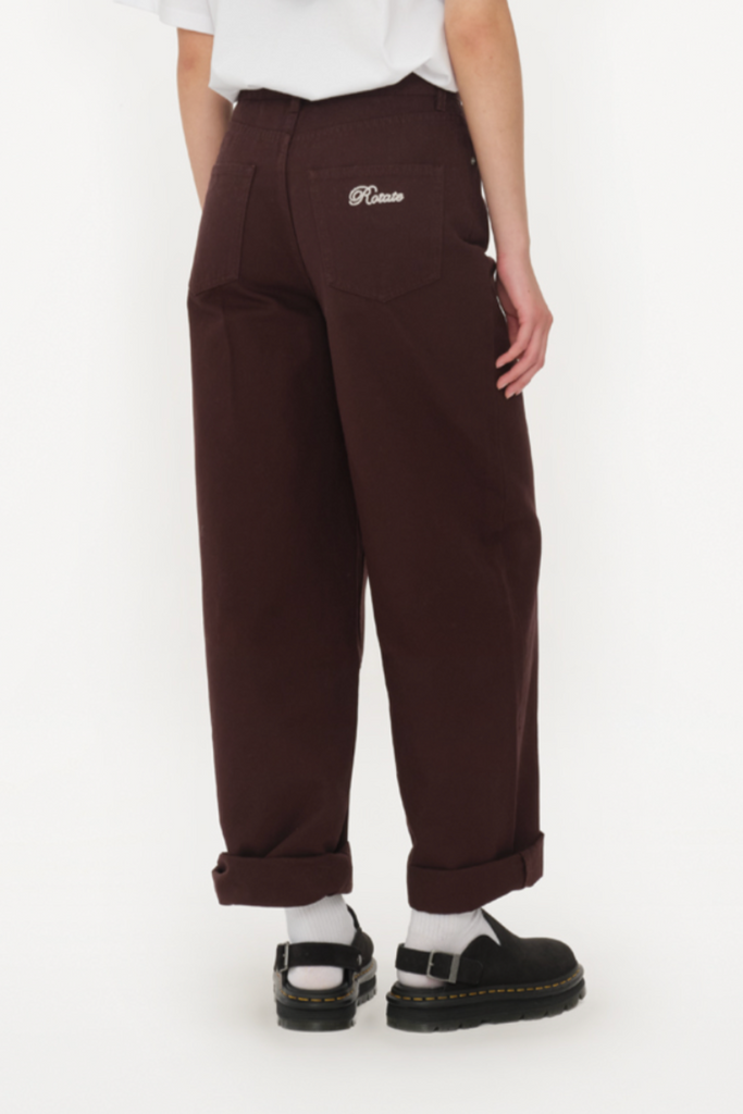 Heavy Woven Wide Pants - Chocolate Plum (Brown) - Rotate