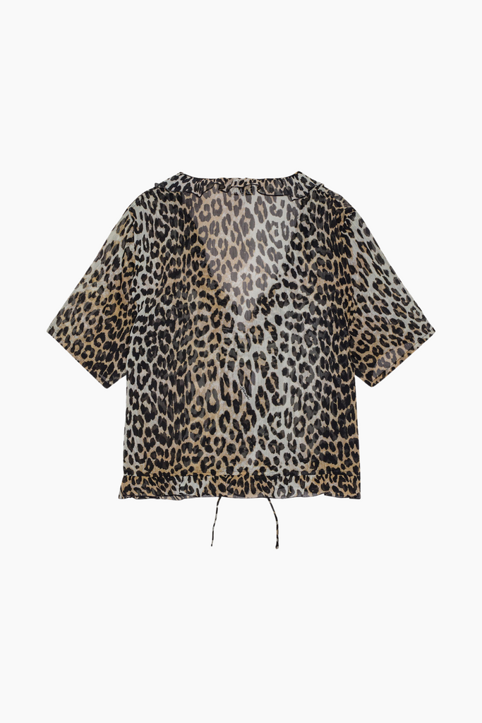 Light Chiffon Tie String Blouse F9197 - Leopard - GANNI