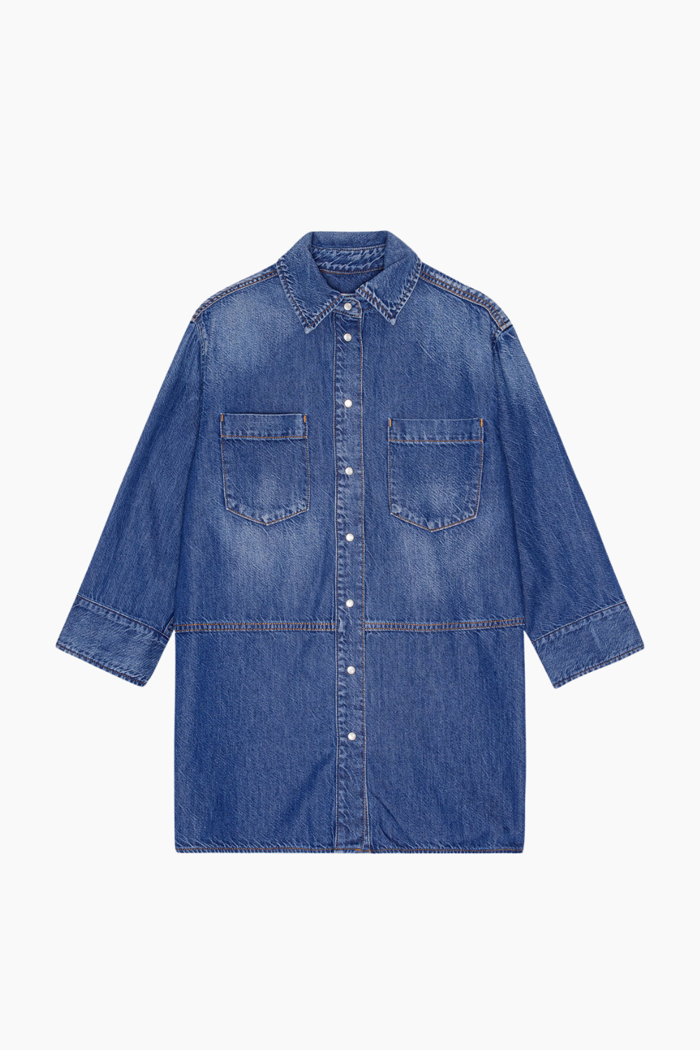 Light Denim Oversize Shirt J1489 - Mid Blue Vintage - GANNI