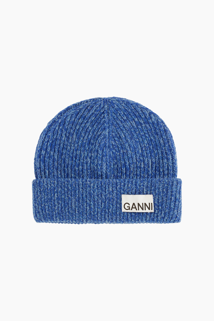 Light Structured Rib Knit Beanie A5353 - Nautical Blue - GANNI