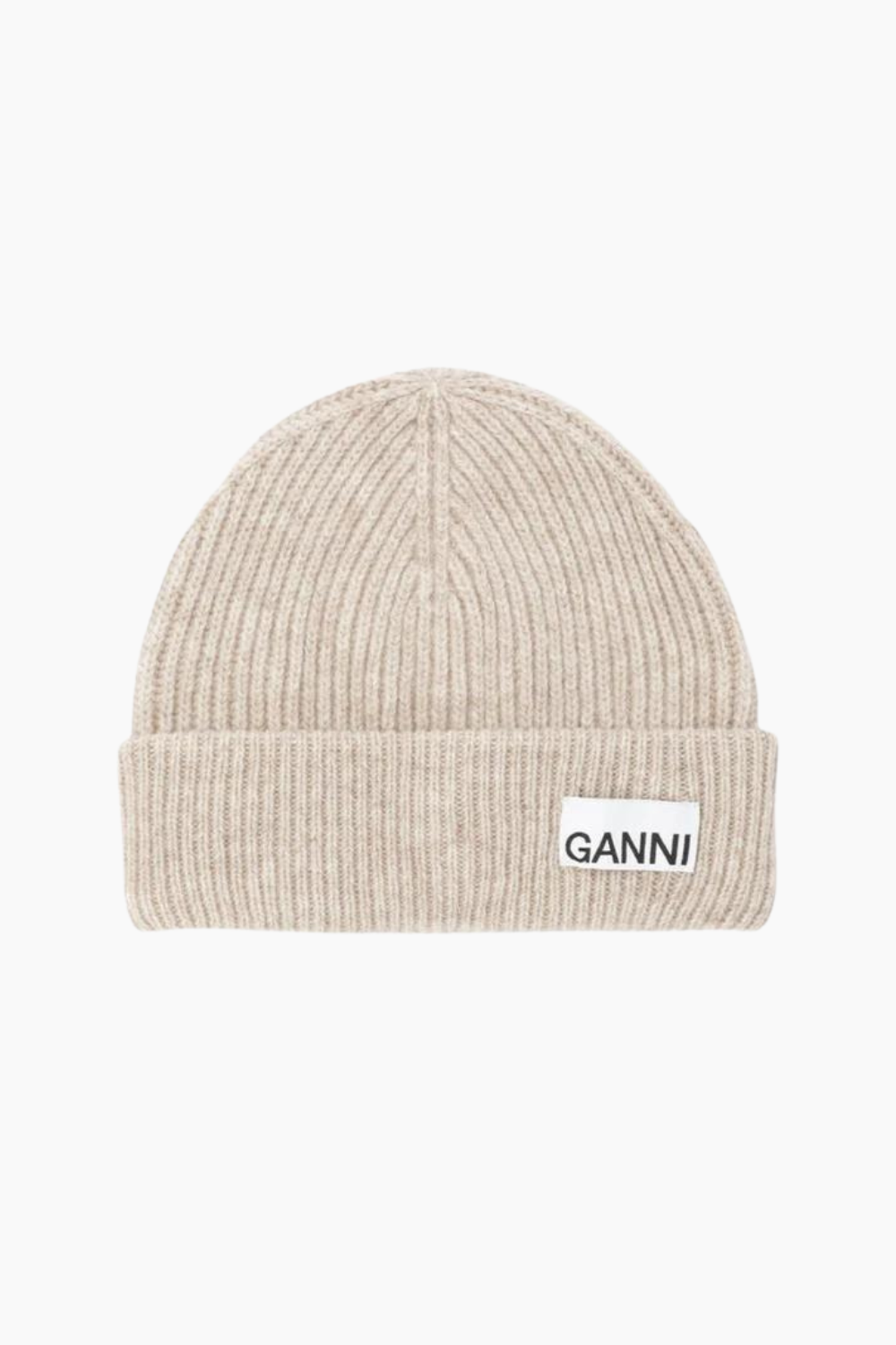 Light Structured Rib Knit Beanie A5369 - Brazilian Sand - GANNI