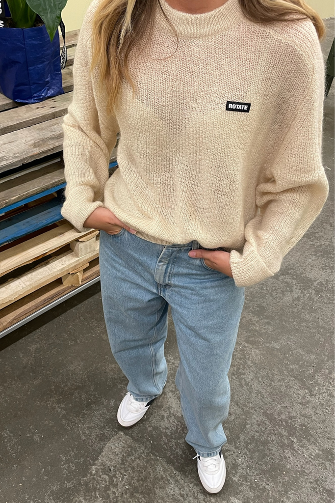 Light Knit Logo Sweater - Parchment - ROTATE