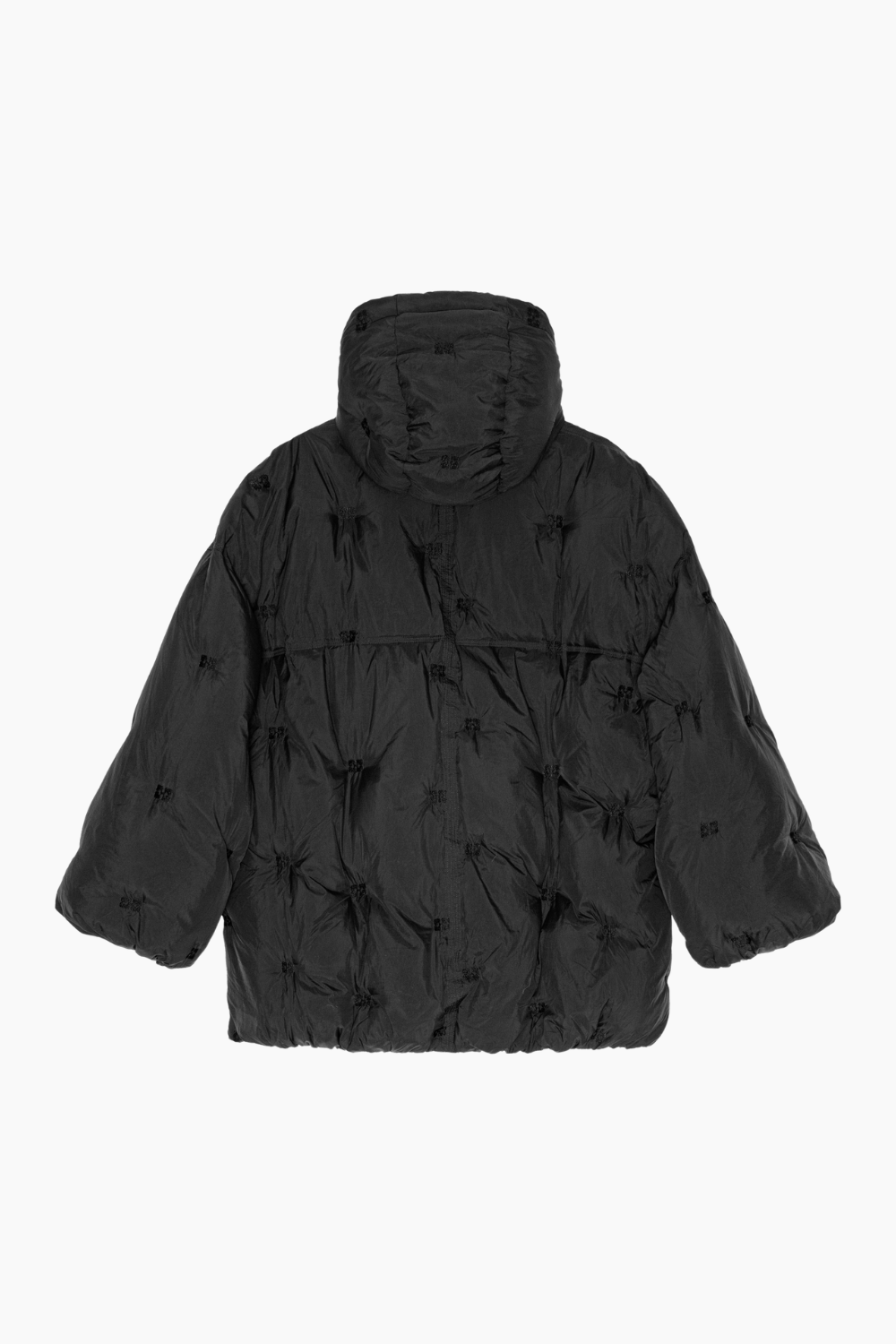 Nylon Tech Puffer Midi Jacket F9545 - Black - GANNI