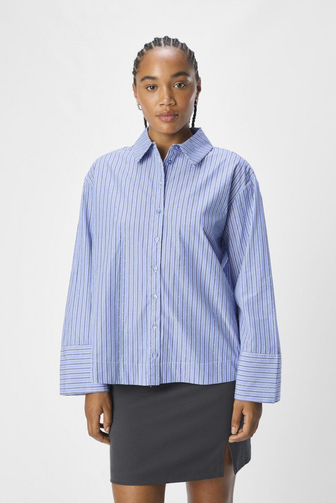 Objrosa LS LO Glitter Shirt - Riverside/Stipes - Object