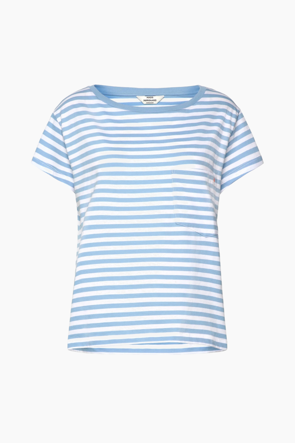 Organic Jersey Stripe Torva Tee - Alaskan Blue/Brilliant White - Mads Nørgaard