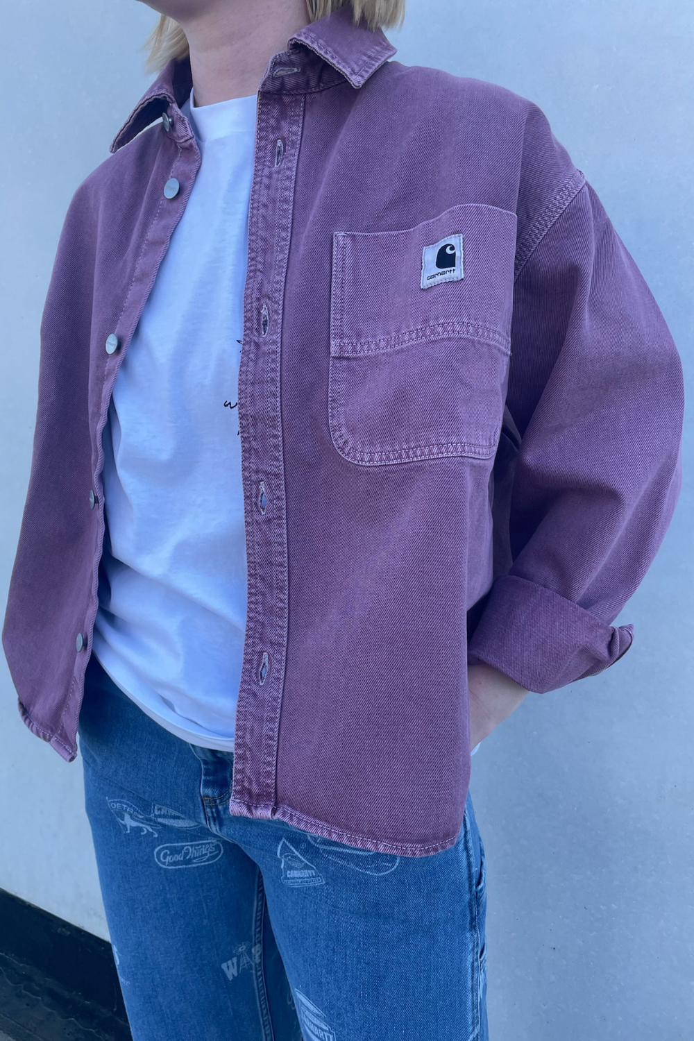 W' Georgia Shirt Jac - Dusty Fuchsia (Stone Dyed) - Carhartt WIP