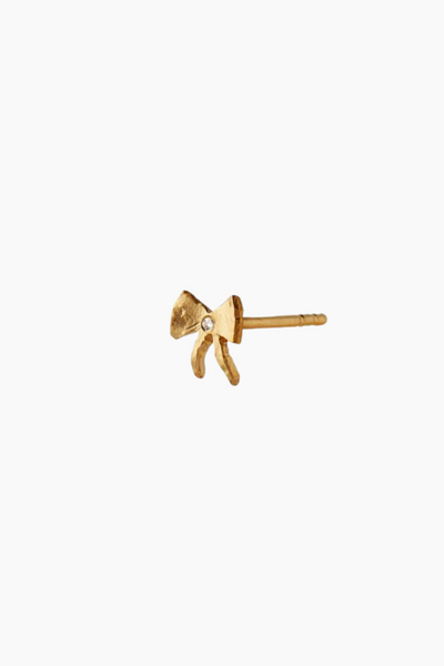 Petit Bow Earring With Stone - Gold - Stine A