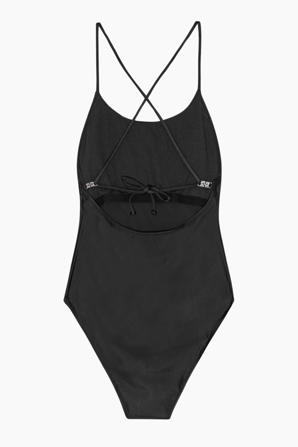 Recycled Graphic Tie String Swimsuit A6064 - Black - GANNI