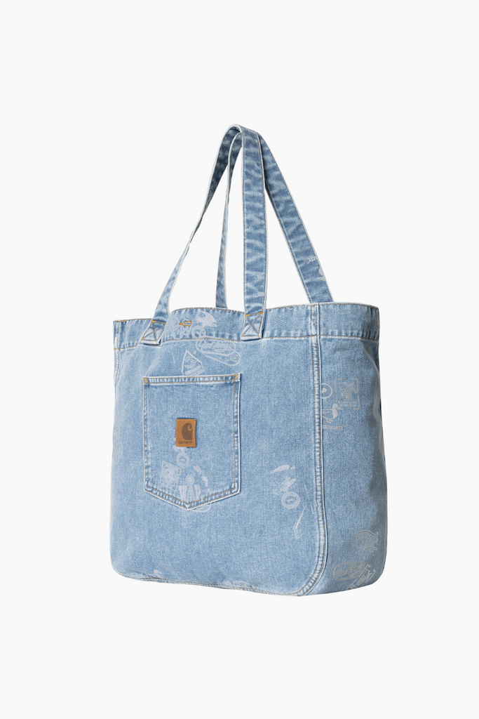 Stamp Tote Bag - Stamp Print, Blue (Bleached) - Carhartt WIP