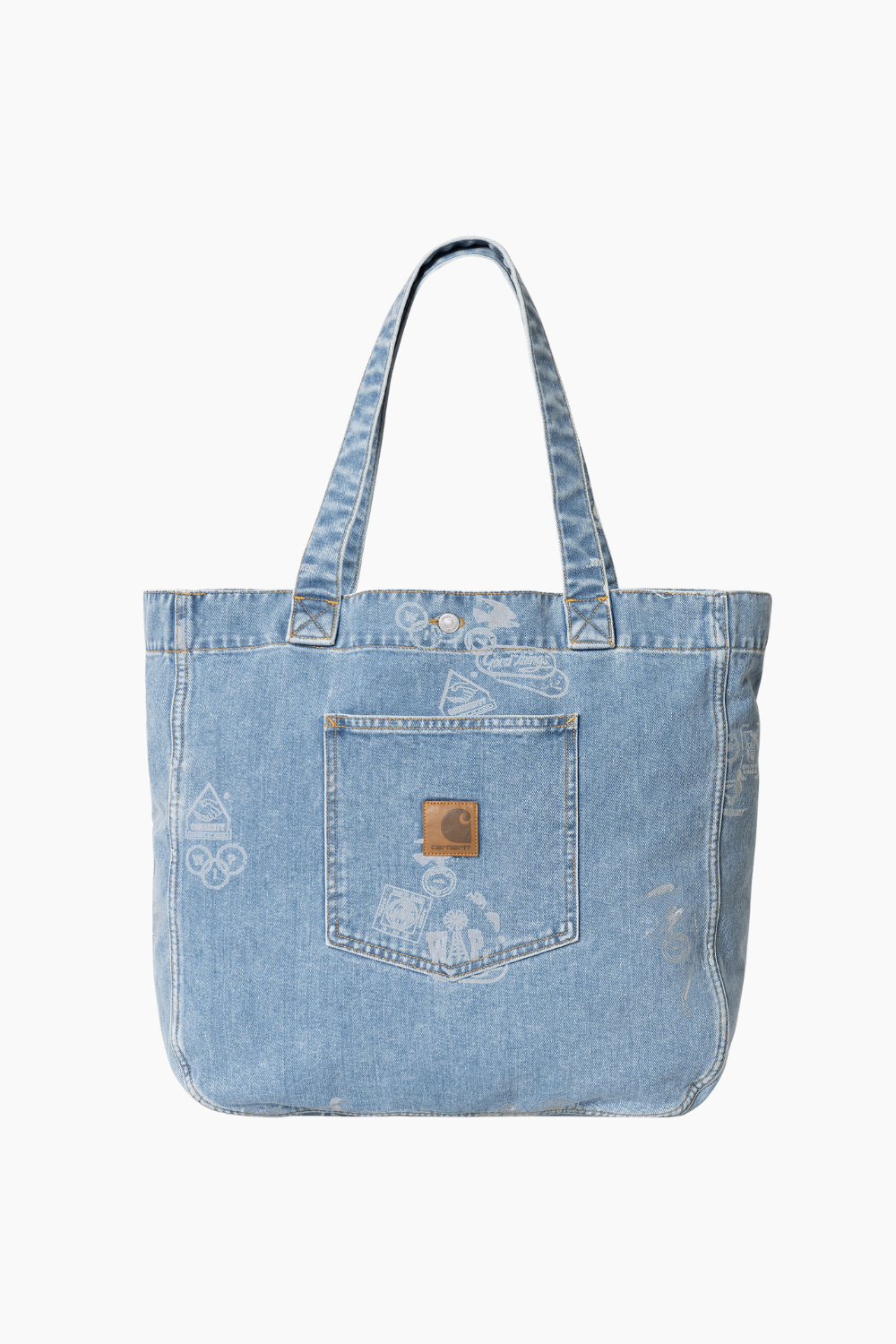 Stamp Tote Bag - Stamp Print, Blue (Bleached) - Carhartt WIP