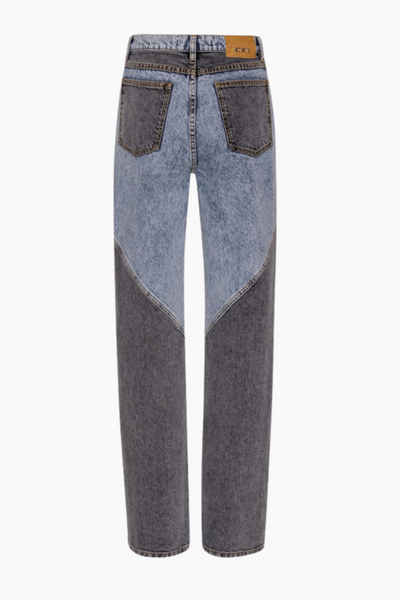 Straight Patchwork Jeans - Medium Blue Denim - ROTATE