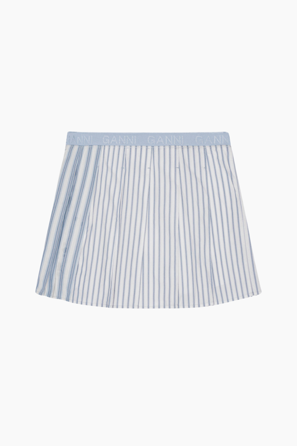 Stripe Cotton Pleated Mini Skirt F9599 - Egret - GANNI