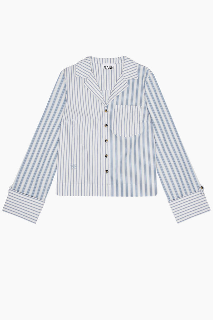 Stripe Cotton Shirt F9598 - Egret - GANNI