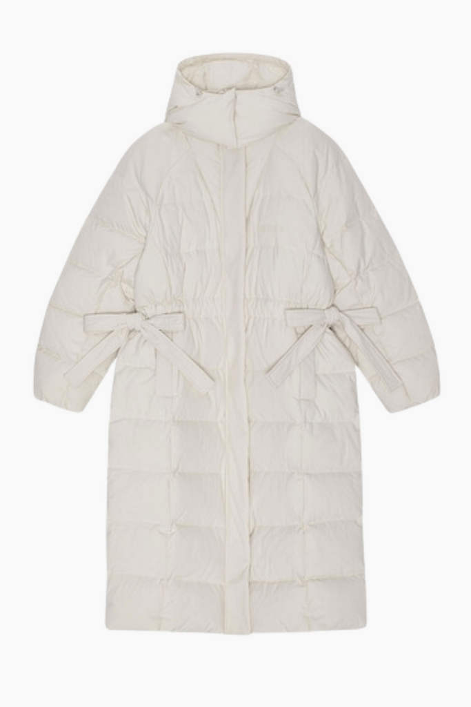 Tech Seersucker Puffer Coat F9689 - Tofu - GANNI