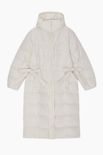 Tech Seersucker Puffer Coat F9689 i farven Tofu fra GANNI