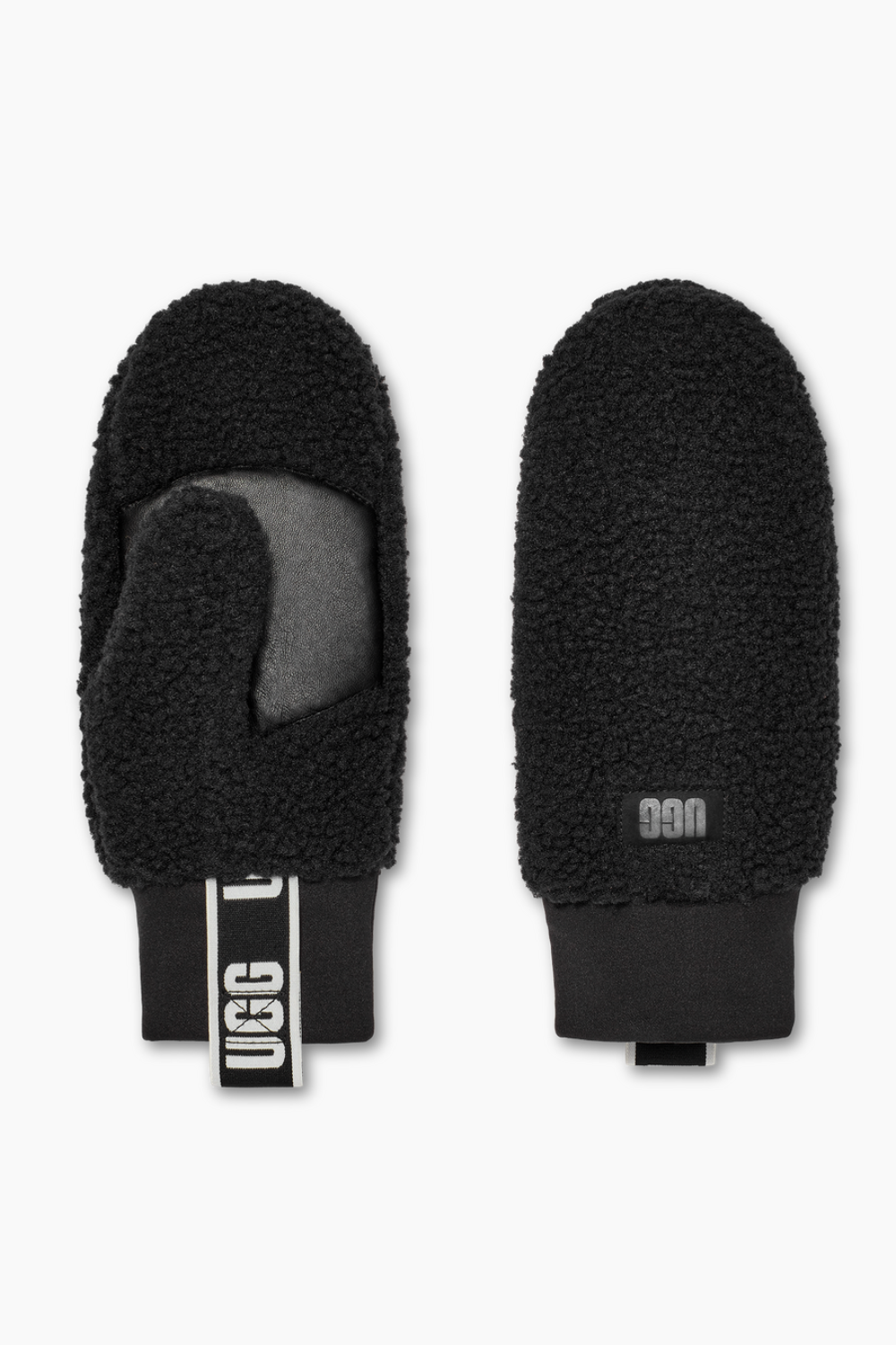 W UGGfluff Mitten With Logo Tape - Black - UGG