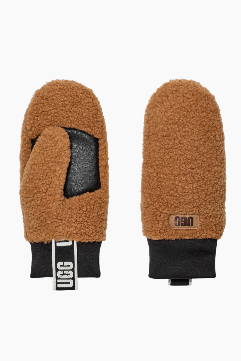 W UGGfluff Mitten With Logo Tape - Chestnut - UGG