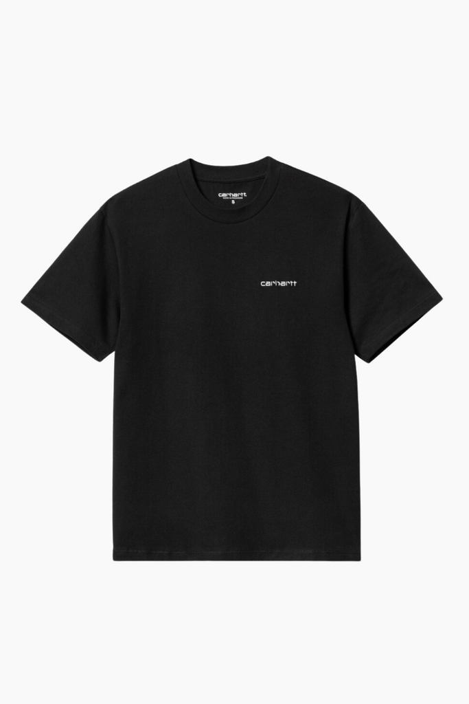 W' S/S Script Embroidery T-S - Black/White - Carhartt WIP