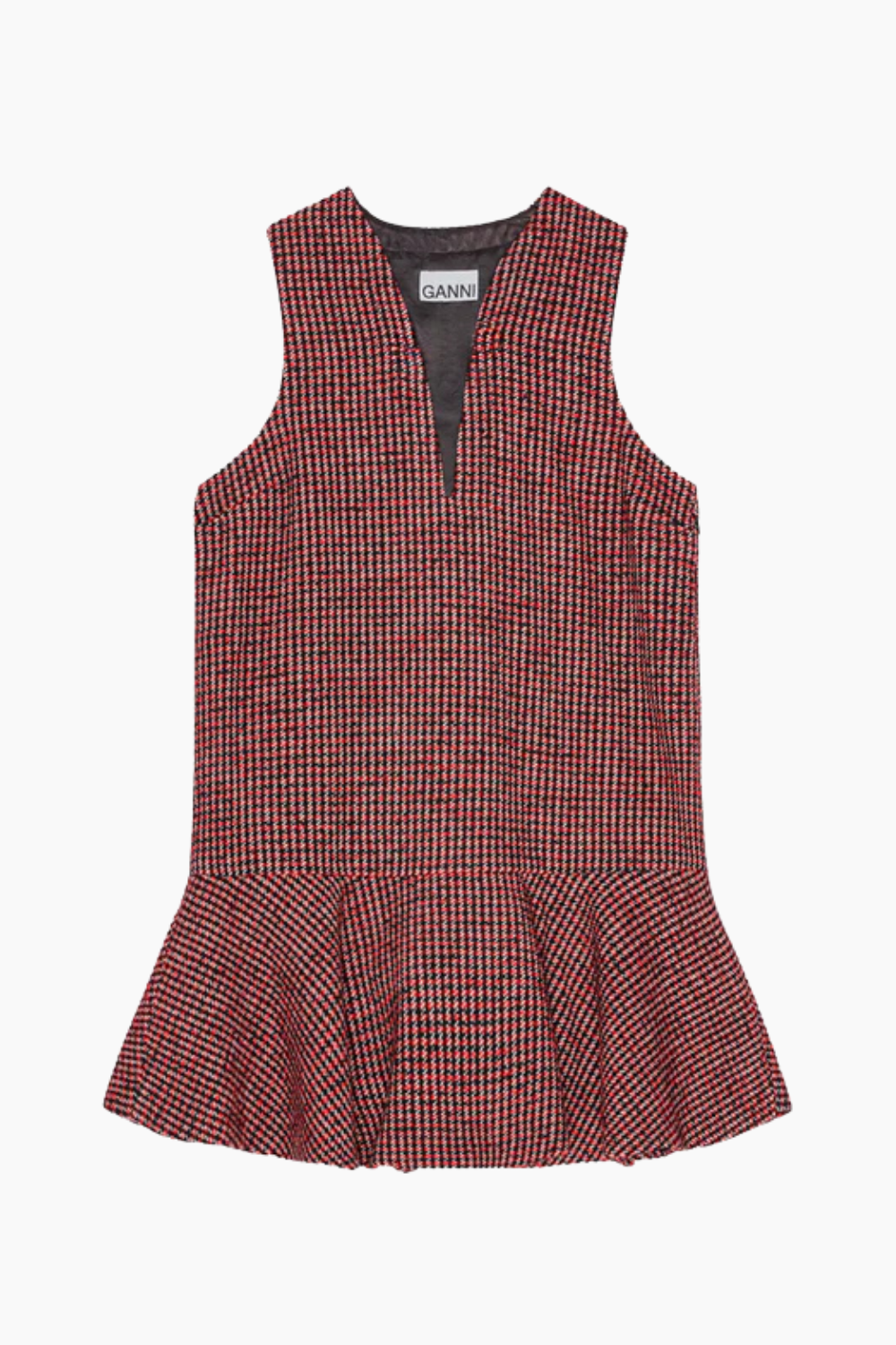 Woollen Check Mini Dress W0032 - Racing Red - GANNI